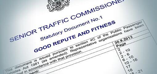 A close up of The Traffic Commissioners Statutory Document No.1 titled Good Repute & Fitness as required to abide by when granted an operator licence.